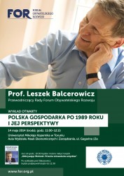 W środę, 14 maja prof. Leszek Balcerowicz na Uniwersytecie Mikołaja Kopernika w Toruniu